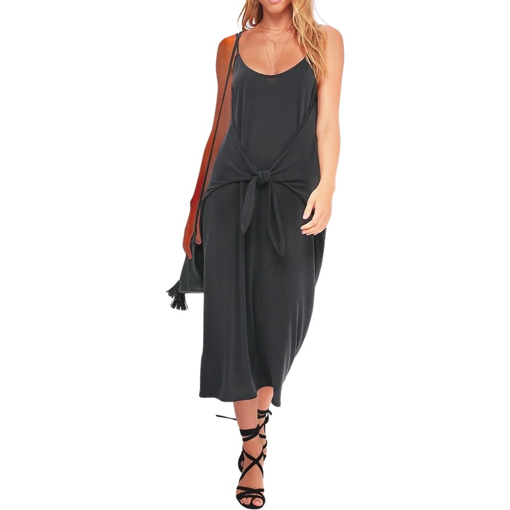*NWT* FRANCESCA’S Black Midi Tie Front CoverUp/Dress - Picture 11 of 14